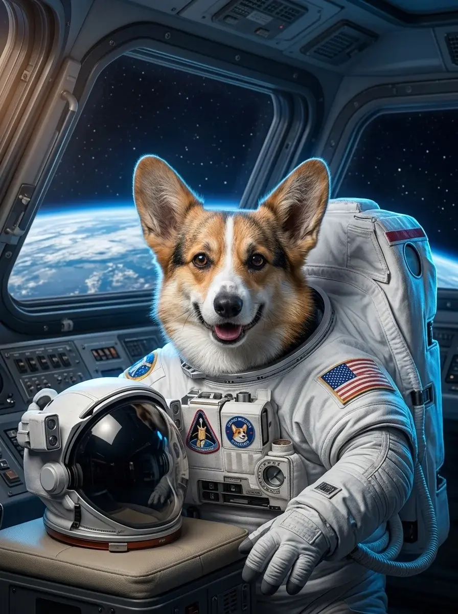 The Astronaut pet portrait style